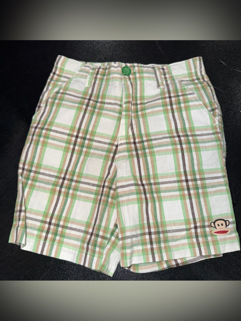 Paul Frank Green White Brown Plaid Kids Shorts